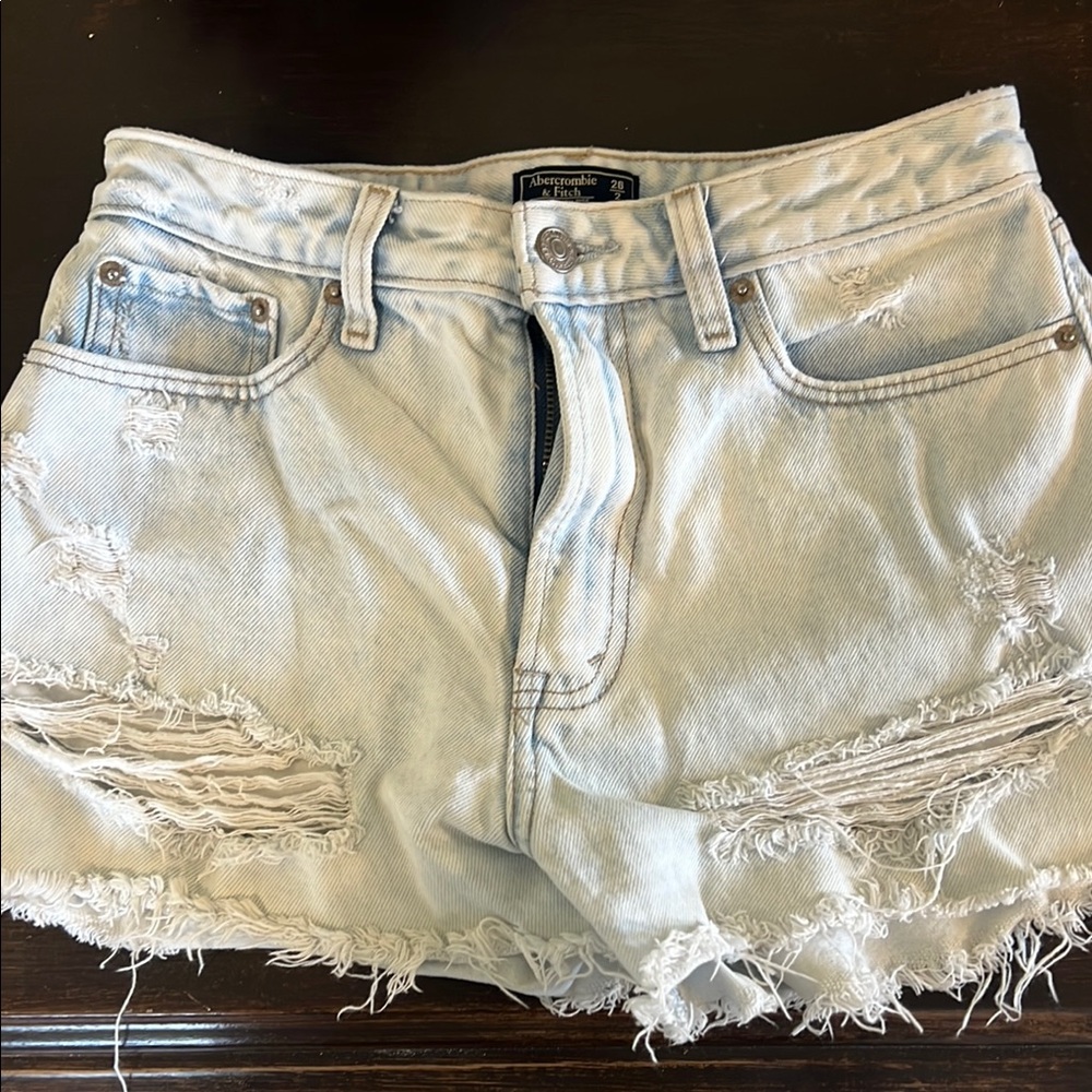 Light Blue Distressed Denim Shorts